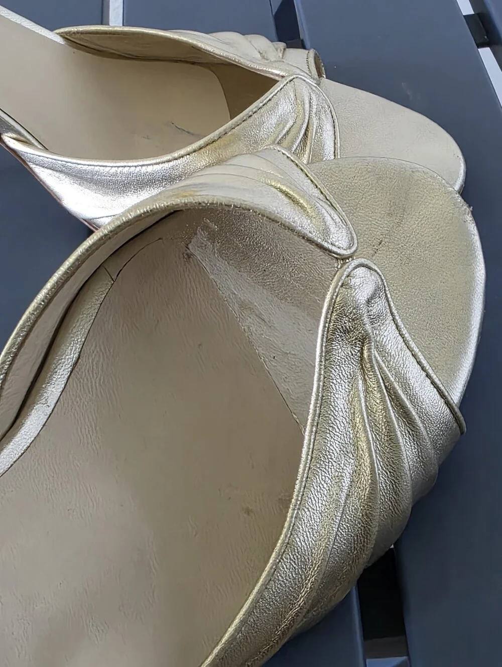 Jimmy Choo Gold Metallic Leather Slingback Sandal Heels Women's US 10 EU 41